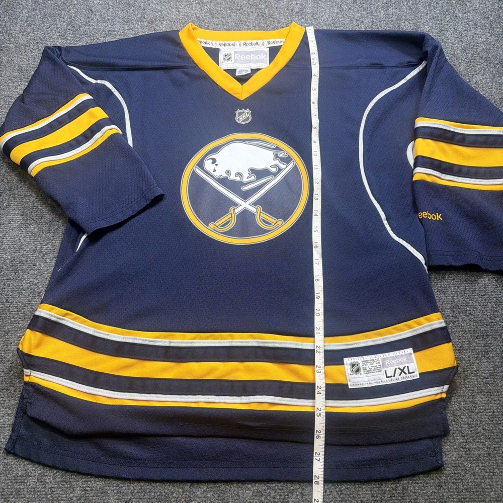 Buffalo Sabres Youth Hockey Jersey Blue Gold Size L/Xl Reebok NHL Mesh Blank - Picture 6 of 10